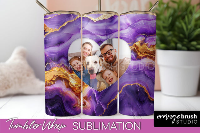 Photo Tumbler Wrap, Marble Family Frame Tumbler Sublimation Sublimation OrangeBrushStudio 