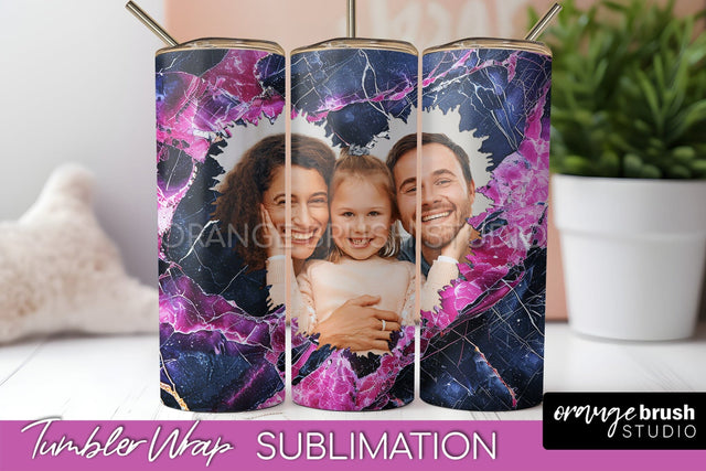 Photo Tumbler Wrap, Marble Family Frame Tumbler Sublimation Sublimation OrangeBrushStudio 
