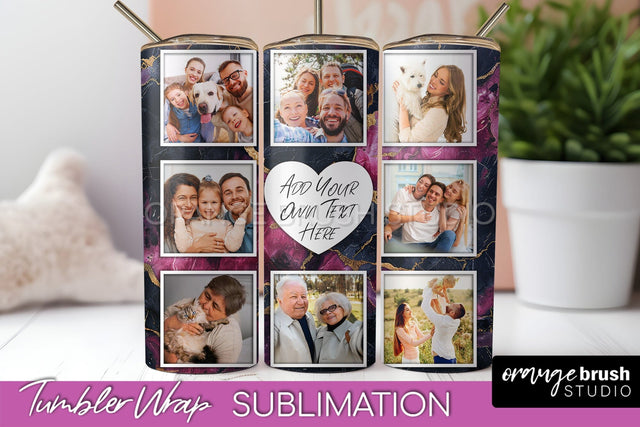 Photo Tumbler Wrap, Marble Family Frame Tumbler Sublimation Sublimation OrangeBrushStudio 