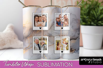 Photo Tumbler Wrap, Marble Family Frame Tumbler Sublimation Sublimation OrangeBrushStudio 