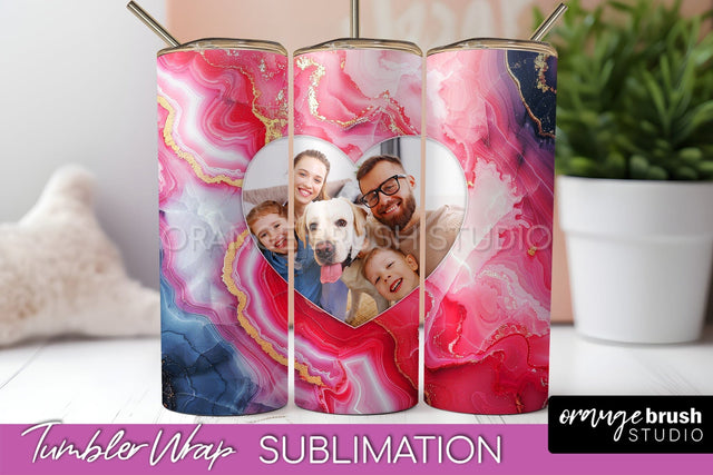 Photo Tumbler Wrap, Marble Family Frame Tumbler Sublimation Sublimation OrangeBrushStudio 
