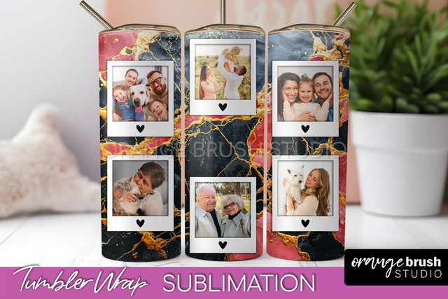 Photo Tumbler Wrap, Marble Family Frame Tumbler Sublimation Sublimation OrangeBrushStudio 