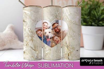 Photo Tumbler Wrap, Marble Family Frame Tumbler Sublimation Sublimation OrangeBrushStudio 