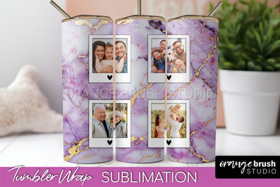 Photo Tumbler Wrap, Marble Family Frame Tumbler Sublimation Sublimation OrangeBrushStudio 