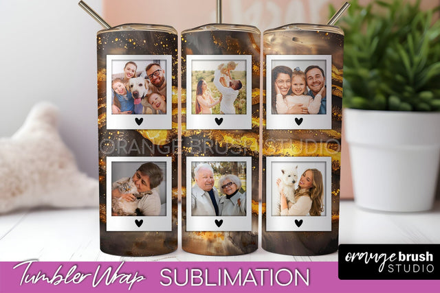 Photo Tumbler Wrap, Marble Family Frame Tumbler Sublimation Sublimation OrangeBrushStudio 