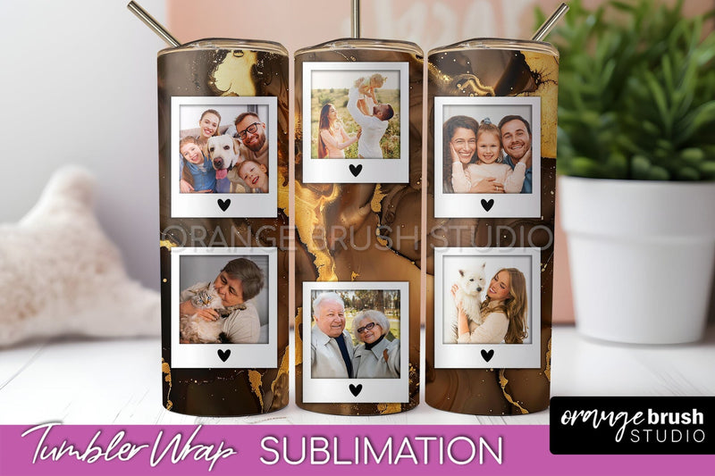 Photo Tumbler Wrap, Marble Family Frame Tumbler Sublimation Sublimation OrangeBrushStudio 