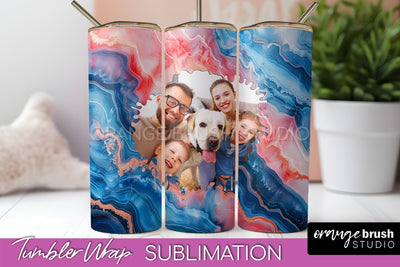 Photo Tumbler Wrap, Marble Family Frame Tumbler Sublimation Sublimation OrangeBrushStudio 