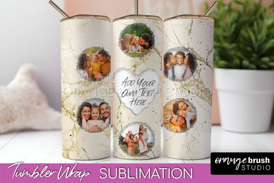 Photo Tumbler Wrap, Marble Family Frame Tumbler Sublimation Sublimation OrangeBrushStudio 