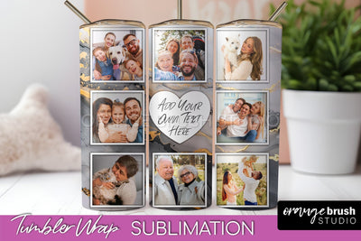 Photo Tumbler Wrap, Marble Family Frame Tumbler Sublimation Sublimation OrangeBrushStudio 