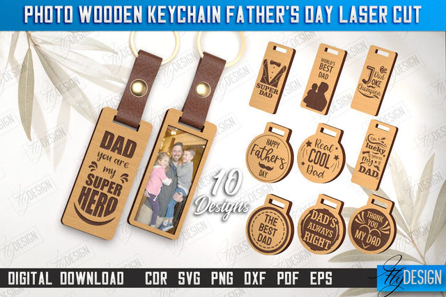 Photo Wooden Keychain Father's Day Bundle | Keychain with Photo | Personalized Keychain | CNC Files SVG Fly Design 