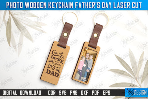 Photo Wooden Keychain Father's Day Bundle | Keychain with Photo | Personalized Keychain | CNC Files SVG Fly Design 