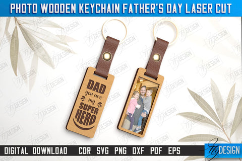 Photo Wooden Keychain Father's Day Bundle | Keychain with Photo | Personalized Keychain | CNC Files SVG Fly Design 