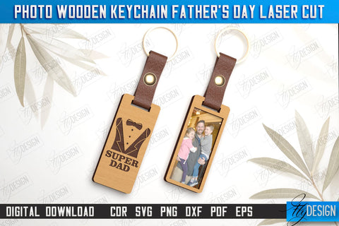 Photo Wooden Keychain Father's Day Bundle | Keychain with Photo | Personalized Keychain | CNC Files SVG Fly Design 
