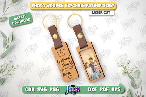 Photo Wooden Keychain Father's Day Bundle | Keychain with Photo | Personalized Keychain | CNC Files SVG The T Store Design 