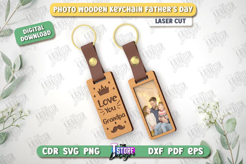 Photo Wooden Keychain Father's Day Bundle | Keychain with Photo | Personalized Keychain | CNC Files SVG The T Store Design 