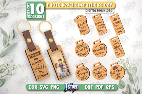 Photo Wooden Keychain Father's Day Bundle | Keychain with Photo | Personalized Keychain | CNC Files SVG The T Store Design 