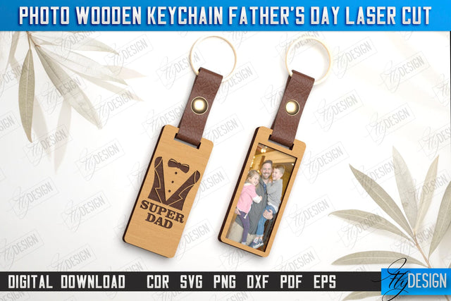 Photo Wooden Keychain Father's Day | Keychain with Photo | Personalized Keychain | CNC File SVG Fly Design 