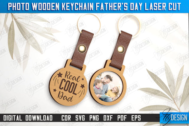 Photo Wooden Keychain Father's Day | Keychain with Photo | Personalized Keychain | CNC File SVG Fly Design 