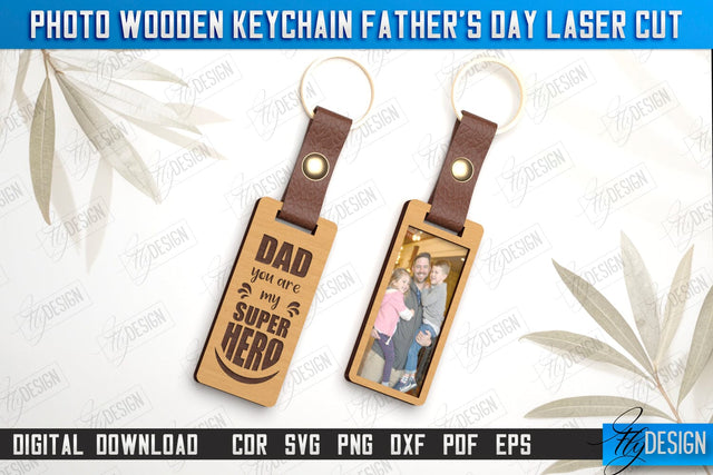 Photo Wooden Keychain Father's Day | Keychain with Photo | Personalized Keychain | CNC File SVG Fly Design 