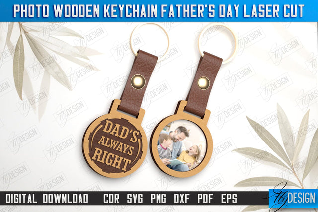 Photo Wooden Keychain Father's Day | Keychain with Photo | Personalized Keychain | CNC File SVG Fly Design 