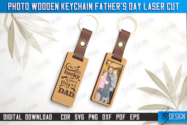Photo Wooden Keychain Father's Day | Keychain with Photo | Personalized Keychain | CNC File SVG Fly Design 