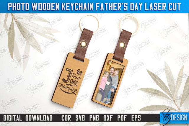 Photo Wooden Keychain Father's Day | Keychain with Photo | Personalized Keychain | CNC File SVG Fly Design 