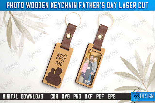 Photo Wooden Keychain Father's Day | Keychain with Photo | Personalized Keychain | CNC File SVG Fly Design 