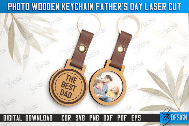 Photo Wooden Keychain Father's Day | Keychain with Photo | Personalized Keychain | CNC File SVG Fly Design 