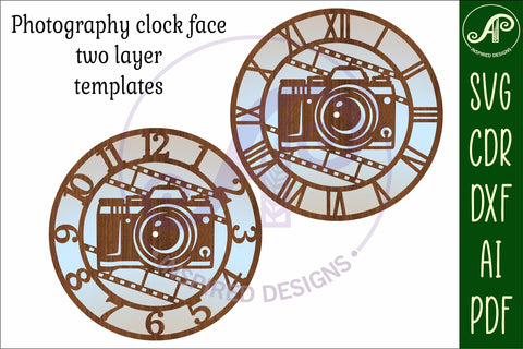 Photographer camera clock laser cut files, SVG file SVG APInspireddesigns 