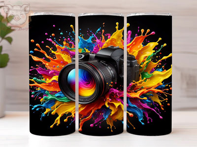 Photographer Camera Neon 20oz Tumbler Png, Straight & Tapered Tumbler Png, Photographer Tumbler Png, Digital Download PNG Sublimation Lara' s Designs 