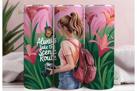 Photographer Girl Tumbler Wrap PNG Sublimation PixelChick 