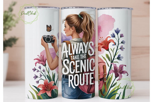 Photographer Girl Tumbler Wrap PNG Sublimation PixelChick 