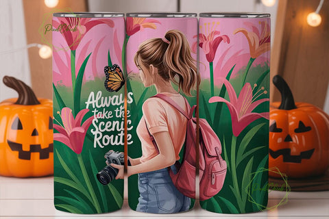 Photographer Girl Tumbler Wrap PNG Sublimation PixelChick 