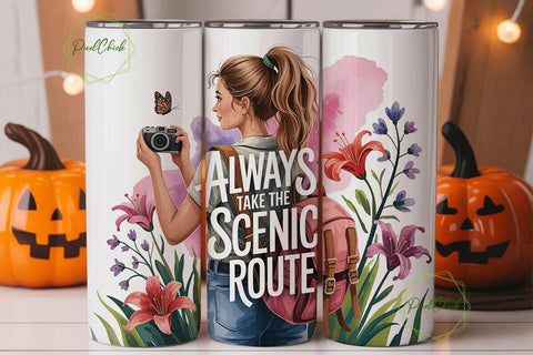 Photographer Girl Tumbler Wrap PNG Sublimation PixelChick 