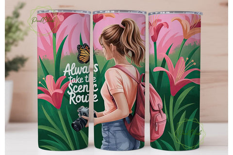 Photographer Girl Tumbler Wrap PNG Sublimation PixelChick 