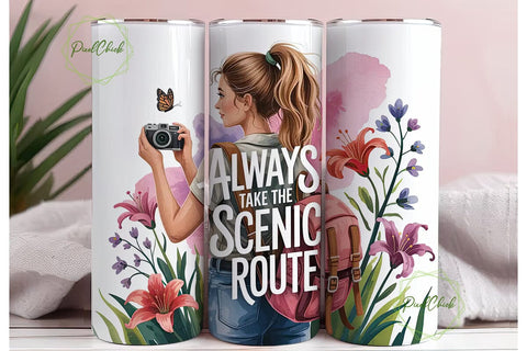 Photographer Girl Tumbler Wrap PNG Sublimation PixelChick 