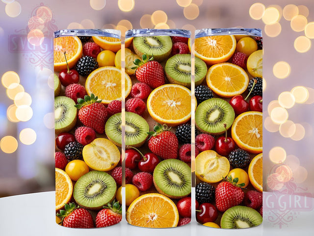 Photorealistic Fruit Mosaic Top-Down 20oz Tumbler, Photorealistic Fruit, Mosaic Pattern, Top Down View, 20oz Tumbler Wrap, Sublimation Design, Fresh Produce, Digital Download Sublimation SvggirlplusArt 