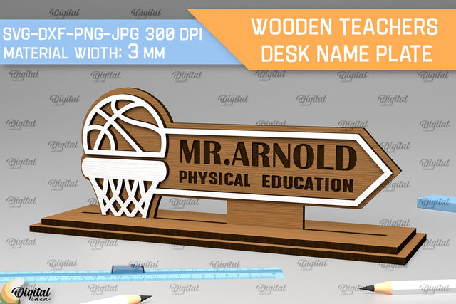 Physical Education Teacher Desk Name Plate Laser Cut SVG Evgenyia Guschina 