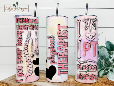 Physical Therapist 20 oz skinny tumbler png sublimation design download, Nurse tumbler wrap png, 20 oz tumbler designs, tumbler png download Sublimation iStyleDesign 