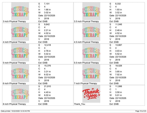 Physical Therapy Embroidery Design – Colorful Varsity Physical Therapist Machine Embroidery File, PT School Sweatshirt Design Embroidery/Applique DESIGNS PatternFeed8 