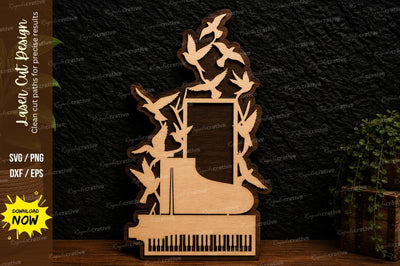 Piano Birds Heart Laser Cut Svg Design SVG Regulrcrative 