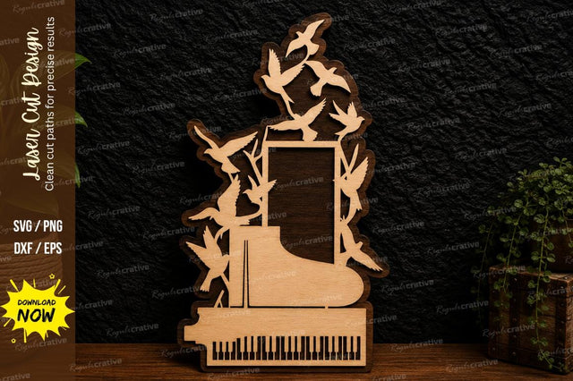 Piano Birds Heart Laser Cut Svg Design SVG Regulrcrative 
