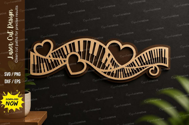 Piano Heart Border Laser Cut Svg Design SVG Regulrcrative 
