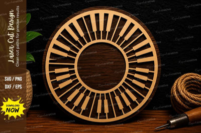 Piano Keyboard Round Wreath Laser Cut SVG File SVG Regulrcrative 