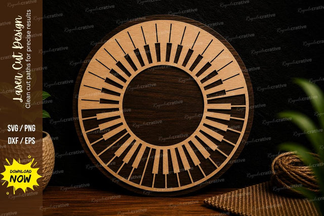 Piano Keys Circle Frame Laser Cut SVG File SVG Regulrcrative 