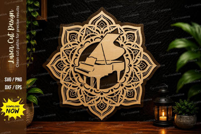 Piano Mandala Laser Cut SVG Design SVG Regulrcrative 