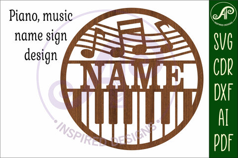 Piano music name sign svg laser SVG APInspireddesigns 