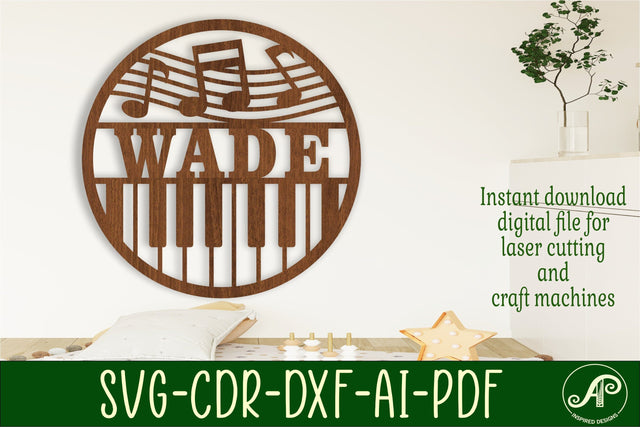 Piano music name sign svg laser SVG APInspireddesigns 