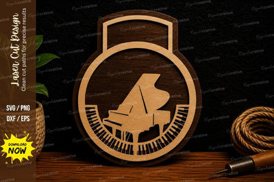 Piano Ornament Tag Laser Cut SVG File SVG Regulrcrative 
