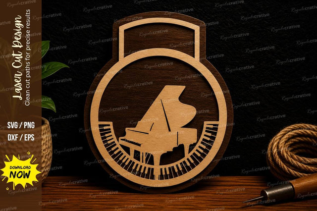 Piano Ornament Tag Laser Cut SVG File SVG Regulrcrative 